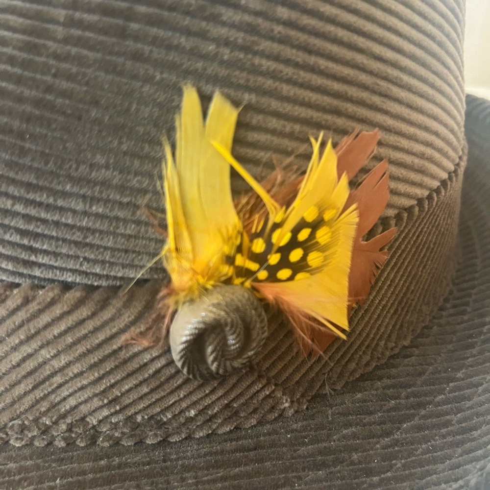 Vintage Corduroy Fedora Union Made USA Brown Hat Size 7 1/4 Cozy Lodge Style - Picture 2 of 8